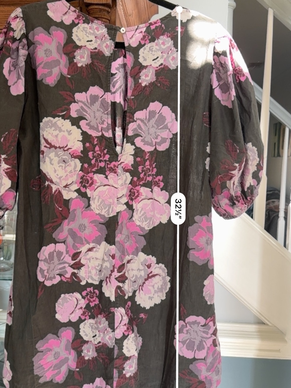 Free People Girls Floral Puff-Sleeve Dress in Pink and Gray - Picture 10 of 12